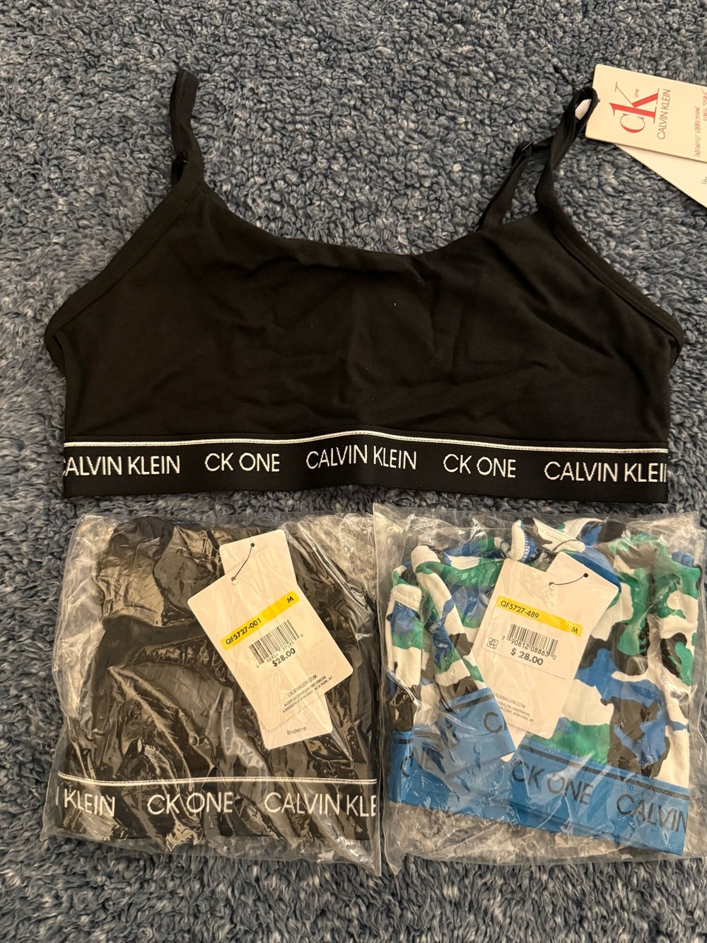 Calvin Klein Black CK One Bralette with Logo Band